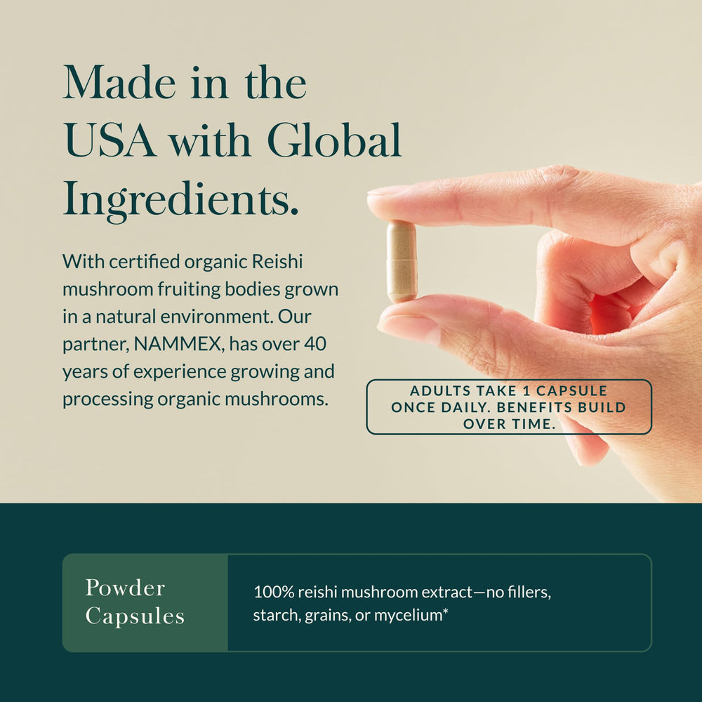 Gaia Herbs Reishi bottle top closeup showing premium packaging