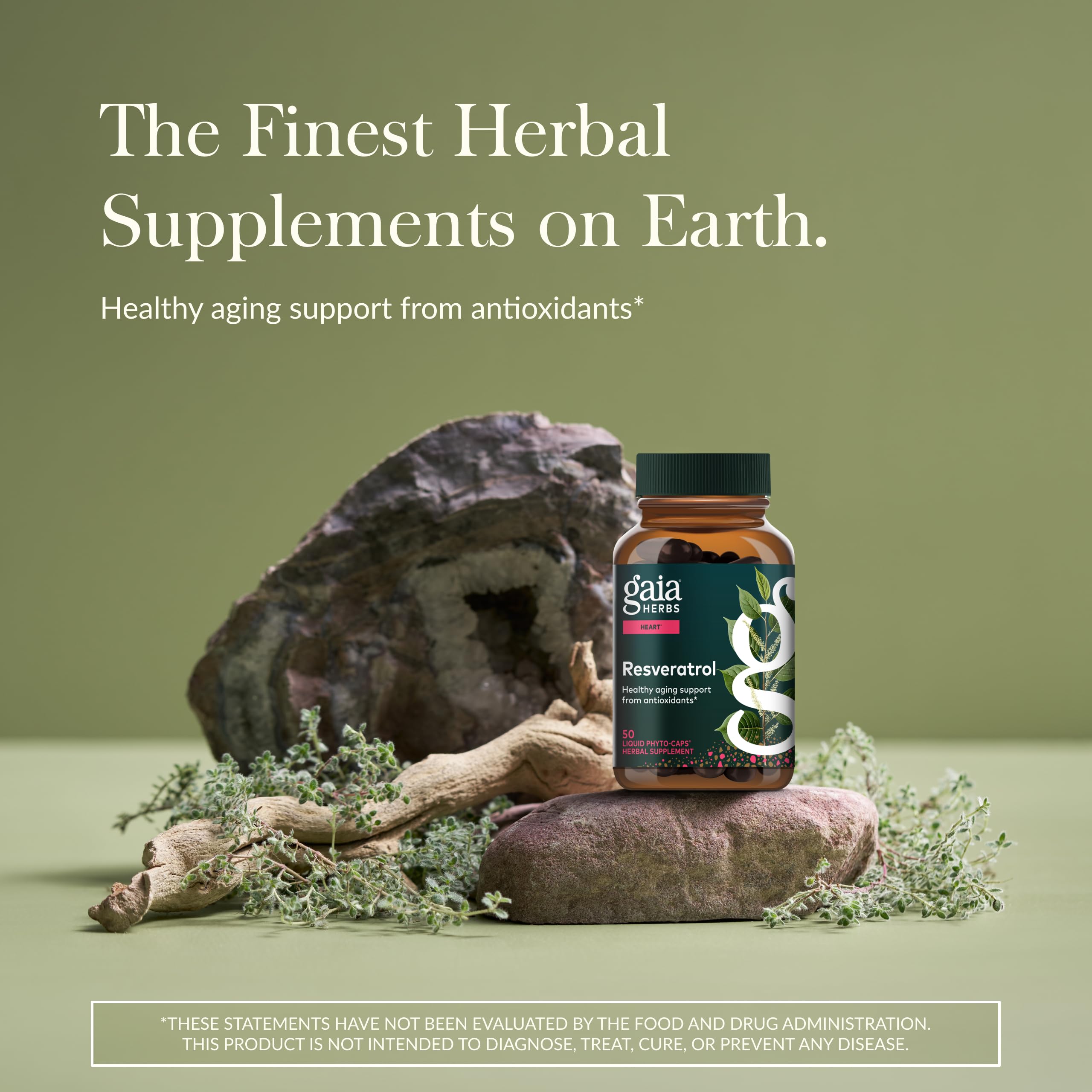 Gaia Herbs Resveratrol capsules inside bottle for easy daily use