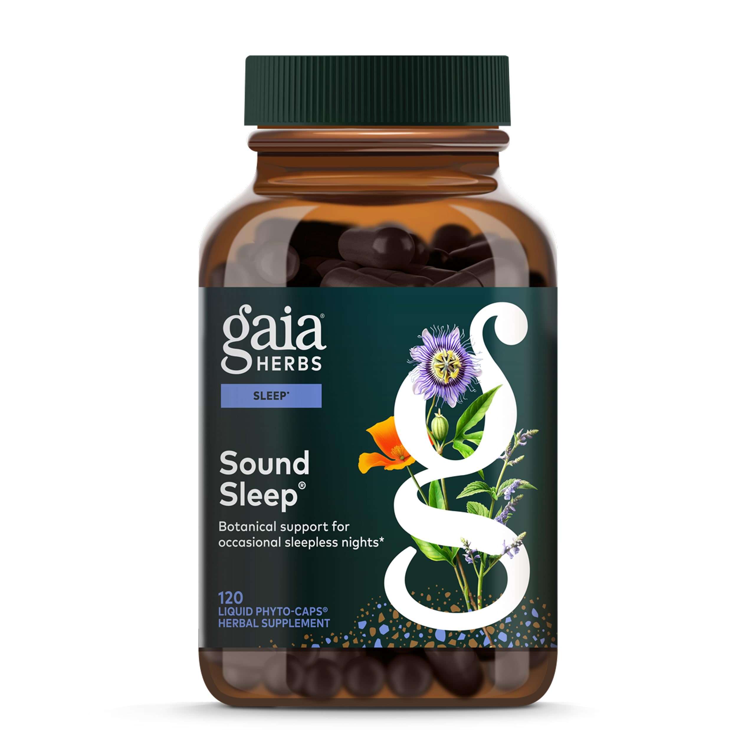 Gaia Herbs Sound Sleep bottle front view for natural sleep support