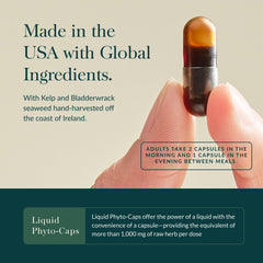Gaia Herbs Thyroid Support capsules pour demonstrates convenient dosage for routines.