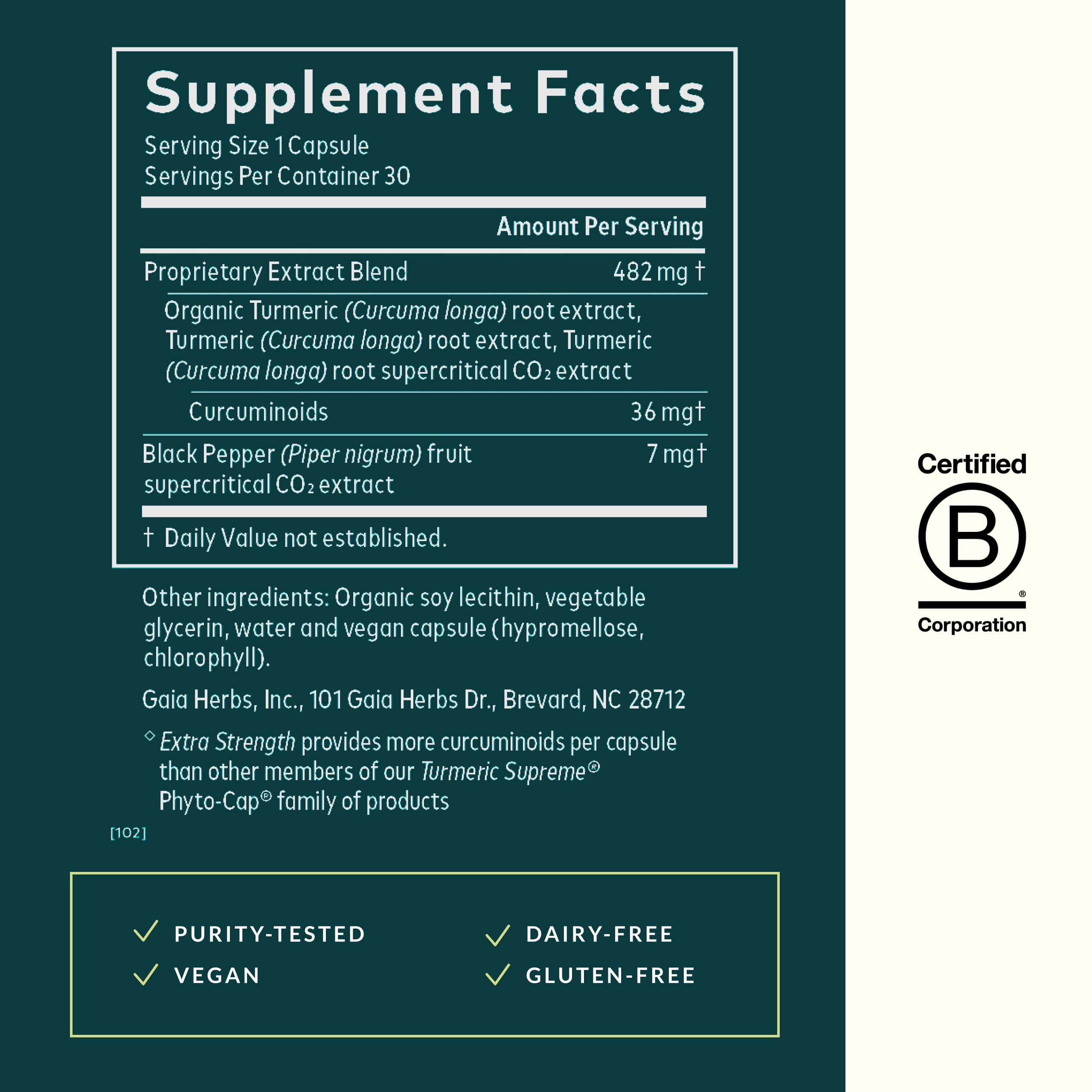 Gaia Herbs Turmeric Supreme with black pepper extract to aid absorption