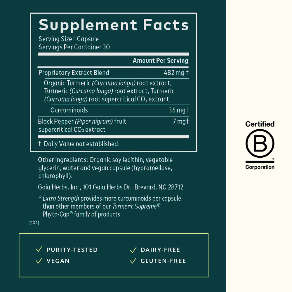 Gaia Herbs Turmeric Supreme with black pepper extract to aid absorption