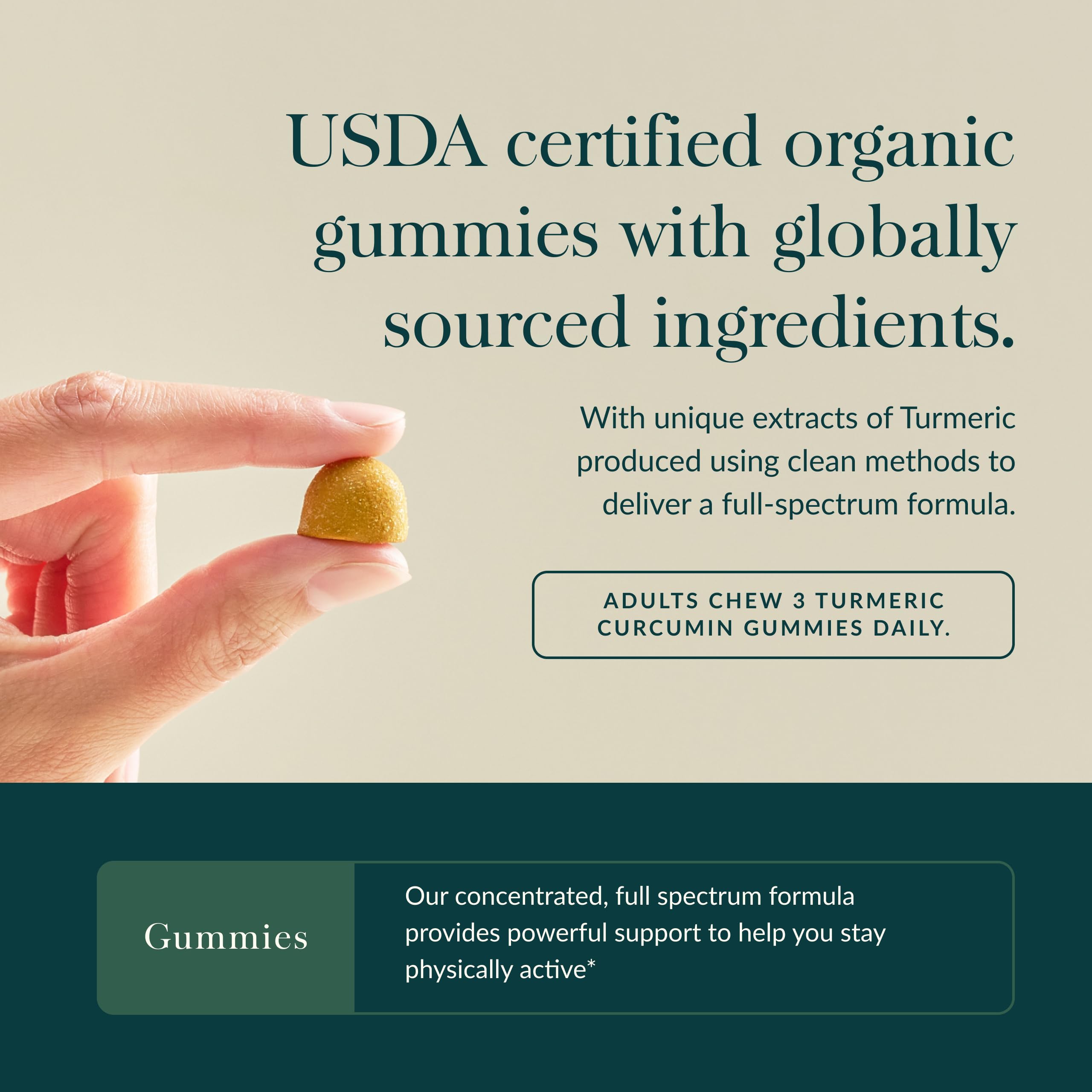 Allergen-free icons highlight gluten-free, dairy-free, and soy-free Gaia Gummies.