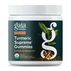 Gaia Herbs Turmeric Supreme Gummies bottle for active living