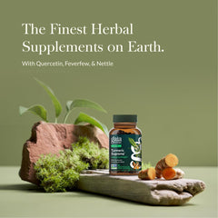 Gaia Herbs Turmeric Supreme Sinus Support capsules close-up for easy breathing support