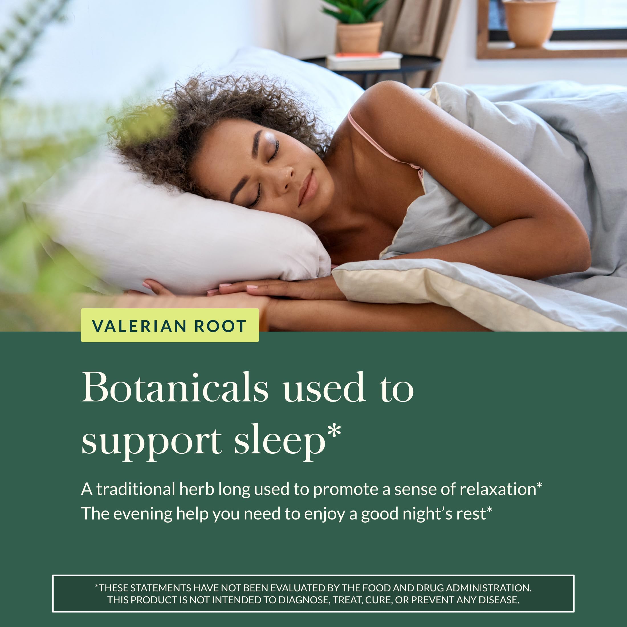 Gaia Herbs Valerian Root organic ingredients emphasize vegan and gluten-free profile.