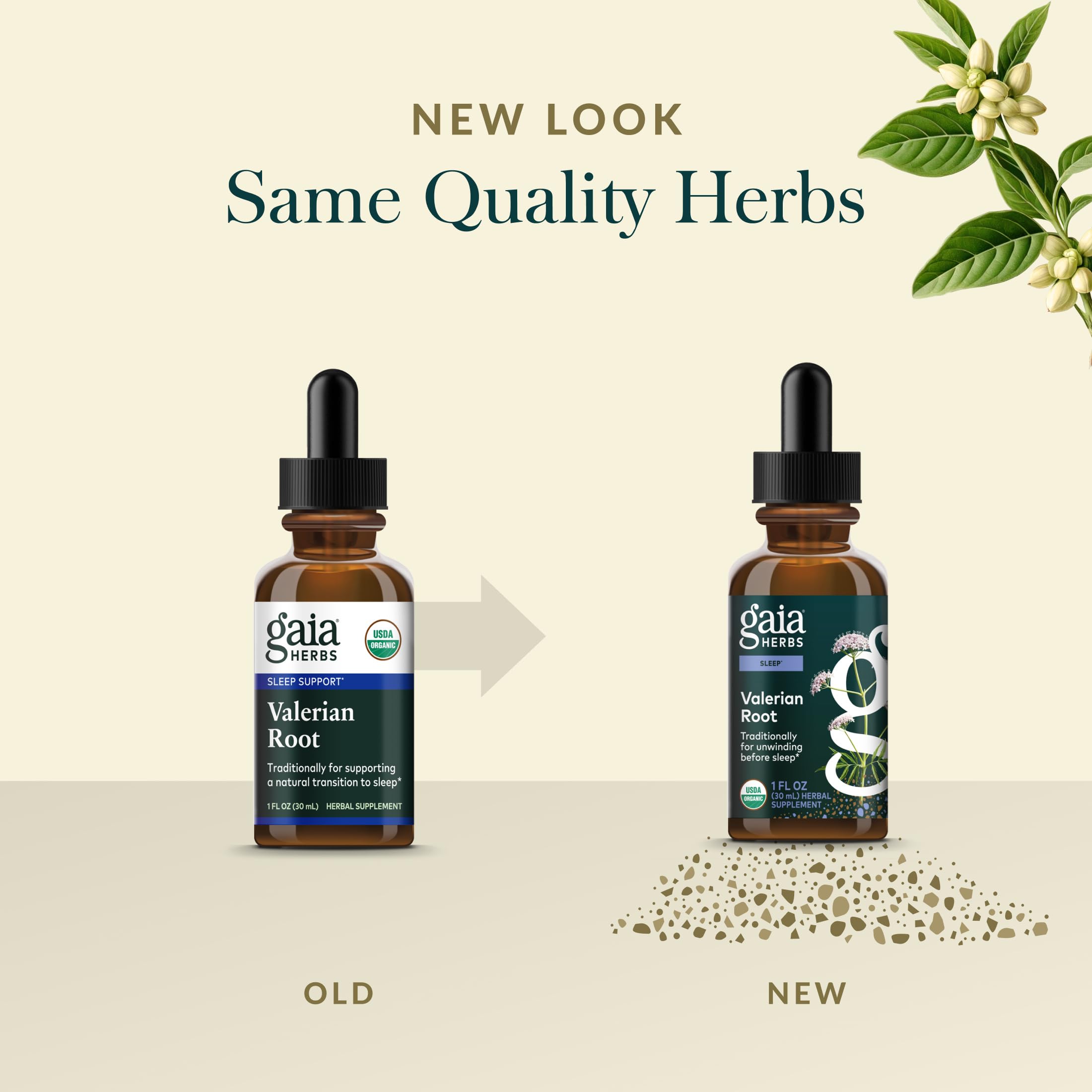 Gaia Herbs Valerian Root night-time routine image conveys calming use.