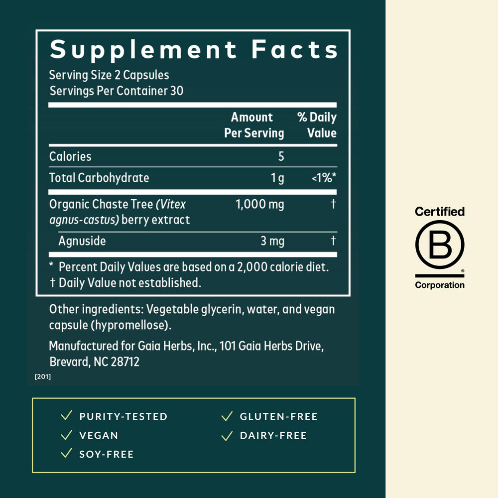 Vitex Berry label; FAIRWILD fair trade certified ingredients