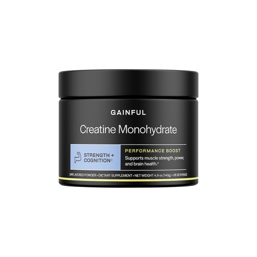 Gainful Creatine powder bottle for easy post workout mixing.