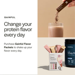 Gainful scoop beside bottle for convenient post-workout fueling.