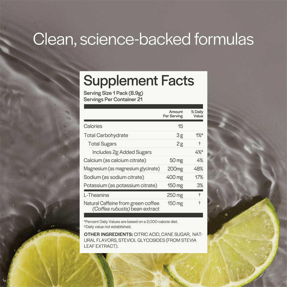 Gainful Hydration Caffeine Packets Lemon Lime closeup emphasizing convenient single-serve sticks