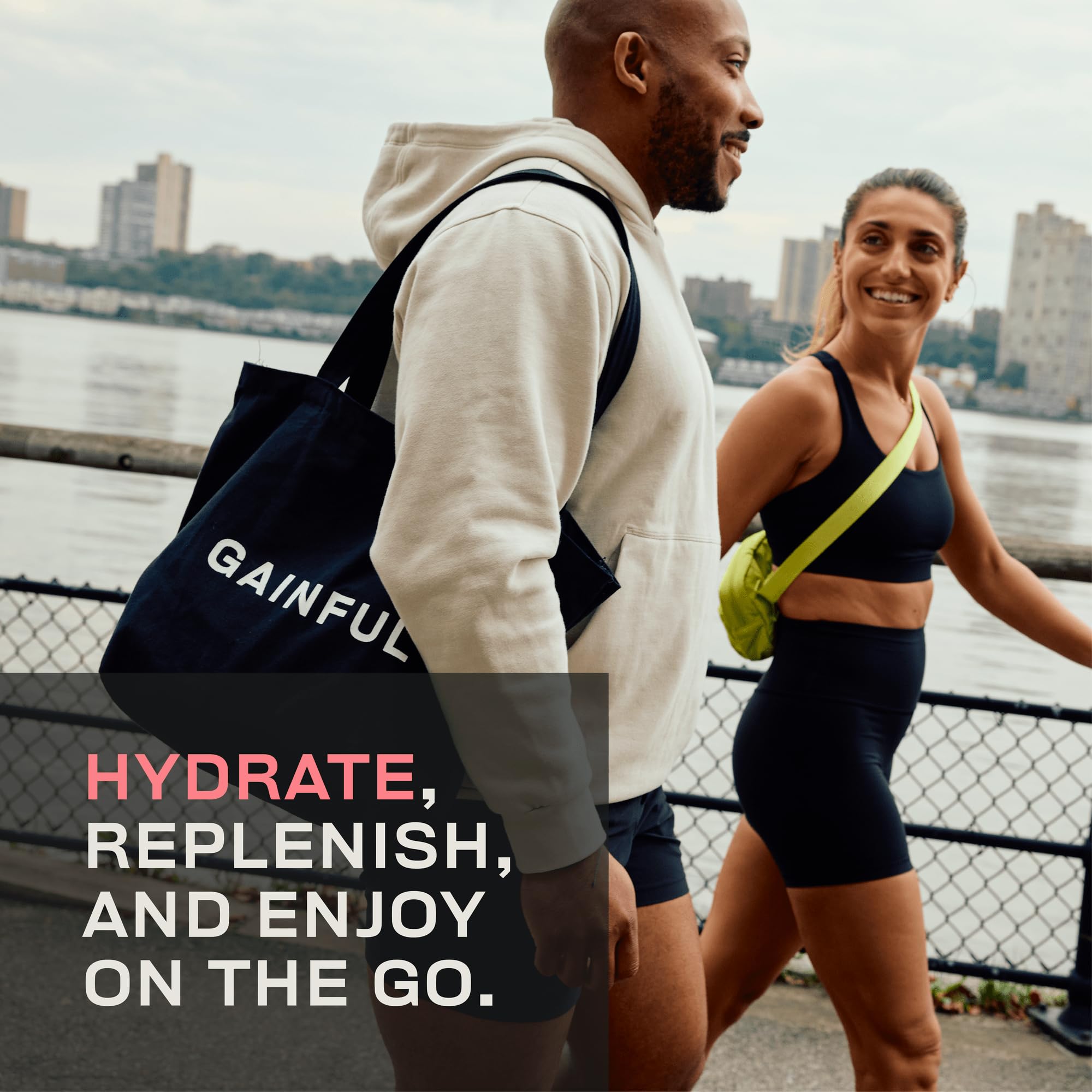 Gainful Hydration Packets on a bottle, convenient mixer for workouts.