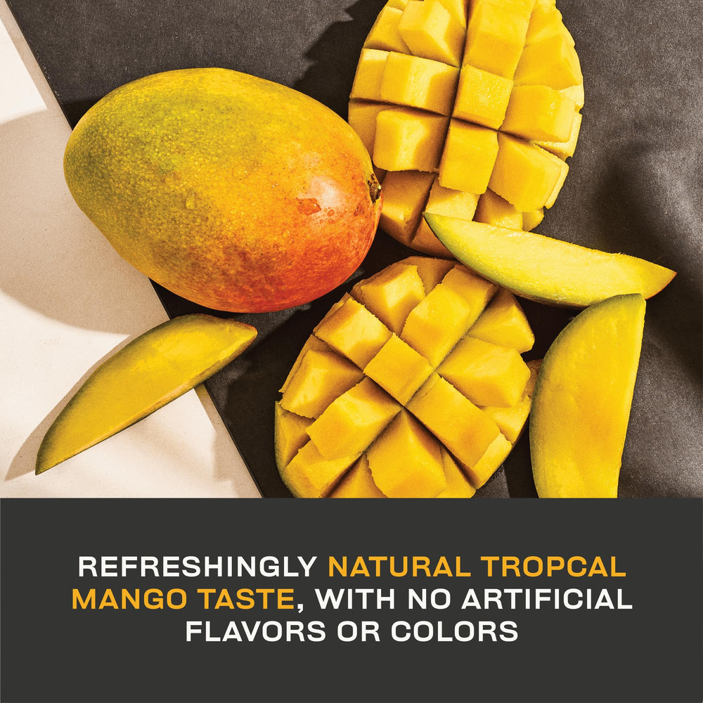 Gainful Hydration Packets Tropical Mango close-up shows clean electrolyte blend for recovery
