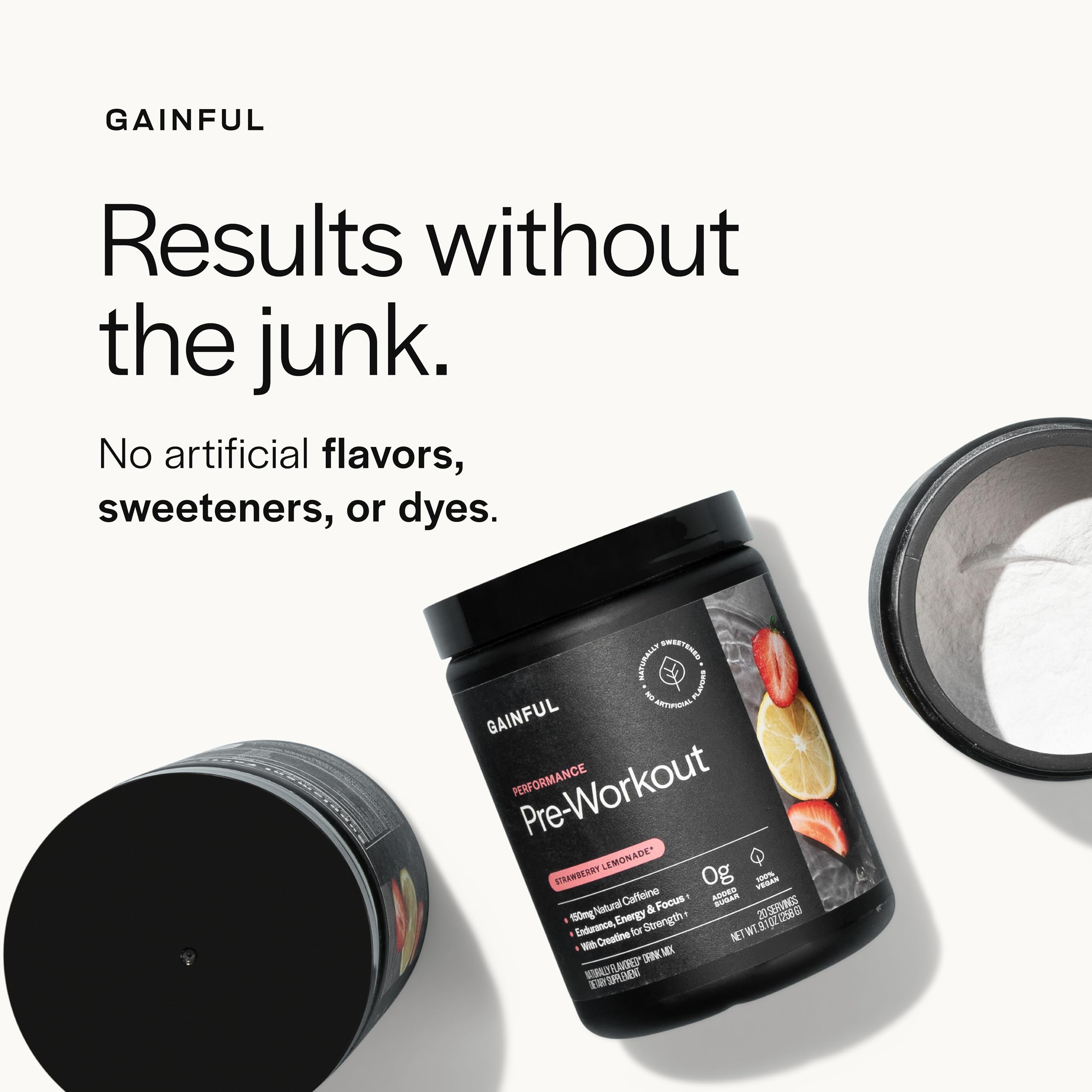Gainful Performance Pre Workout powder dissolving in water for a refreshing energy boost.