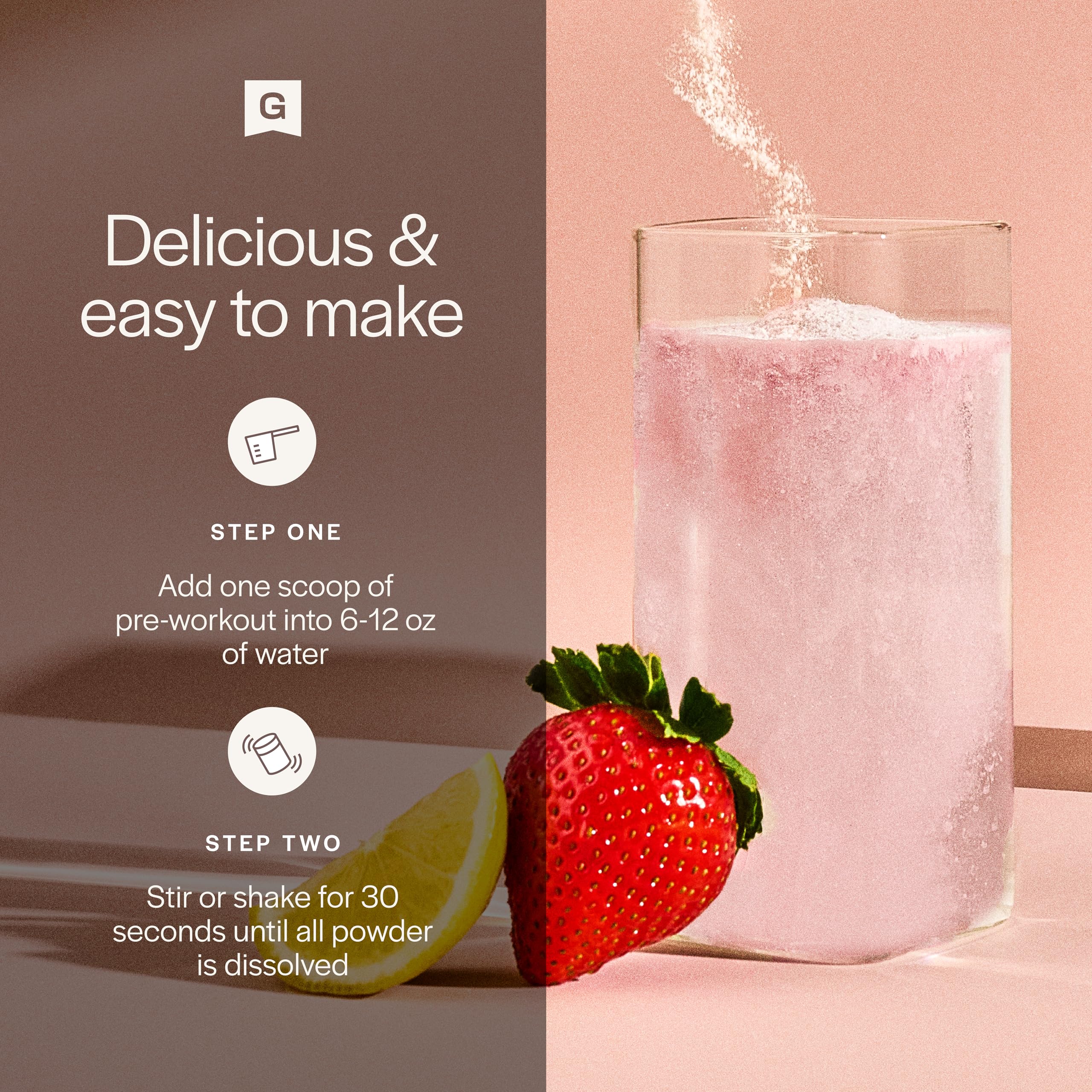 Glass of Gainful Strawberry Lemonade Pre-Workout ready to drink for an energized session.