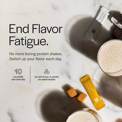 Gainful unflavored protein powder being mixed with flavor sticks in a shaker