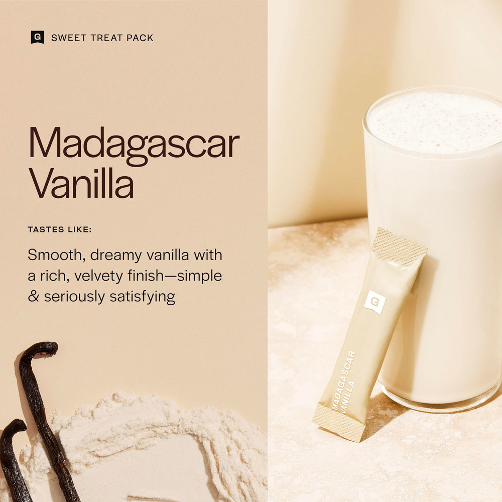 Single-serve cup with Gainful vanilla shake mix ready to blend