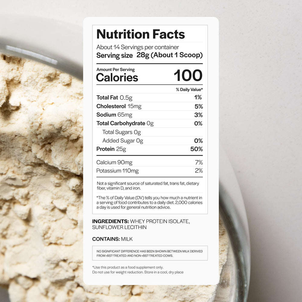 Detail of unflavored Gainful Whey Protein Isolate powder texture.
