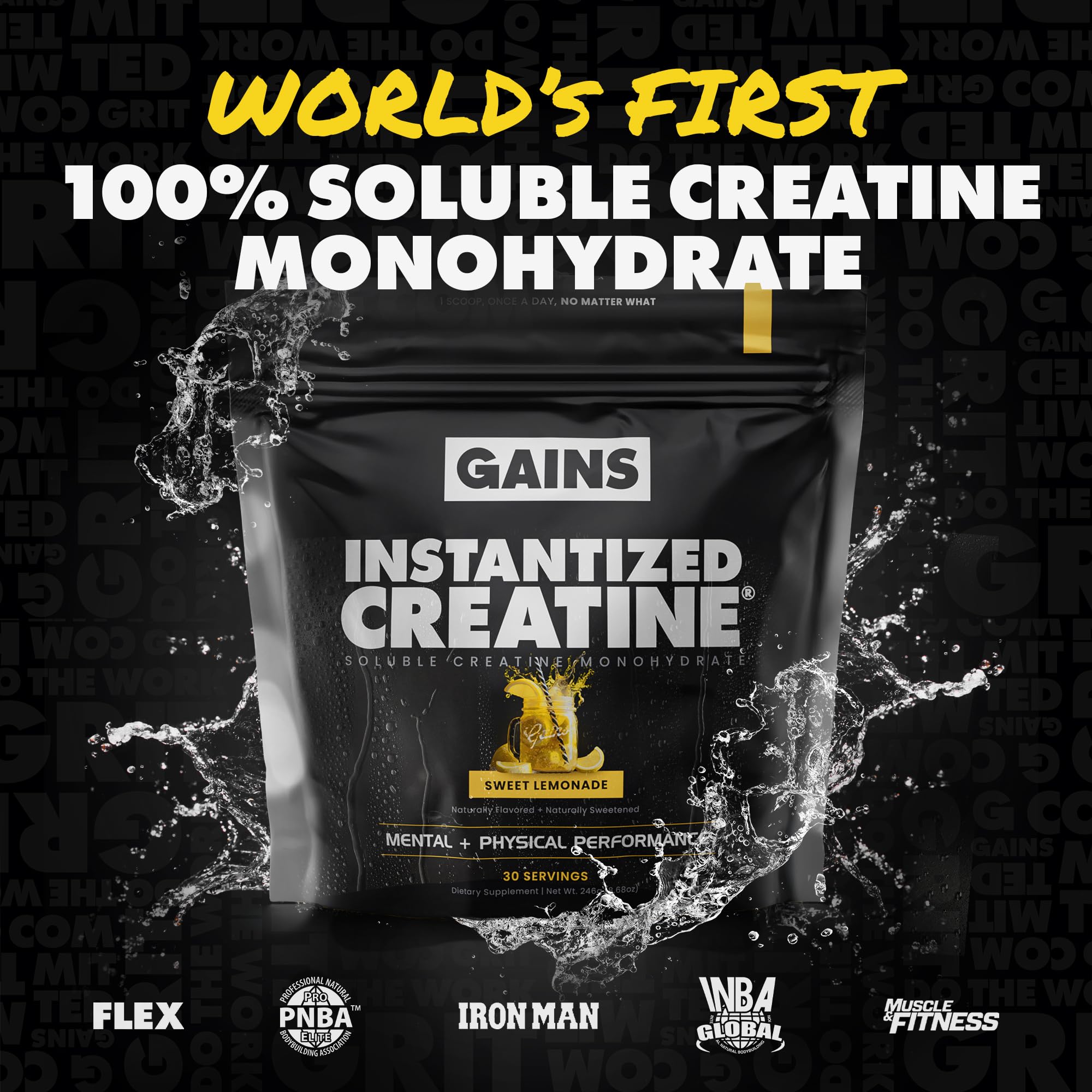 Gains in Bulk creatine monohydrate scoop for precise daily dosing.