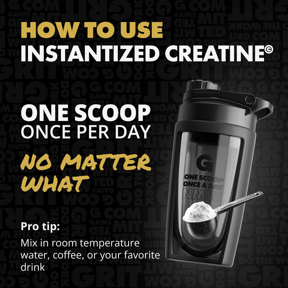 GAINS IN BULK Instantized creatine supports stronger workouts and faster recovery.