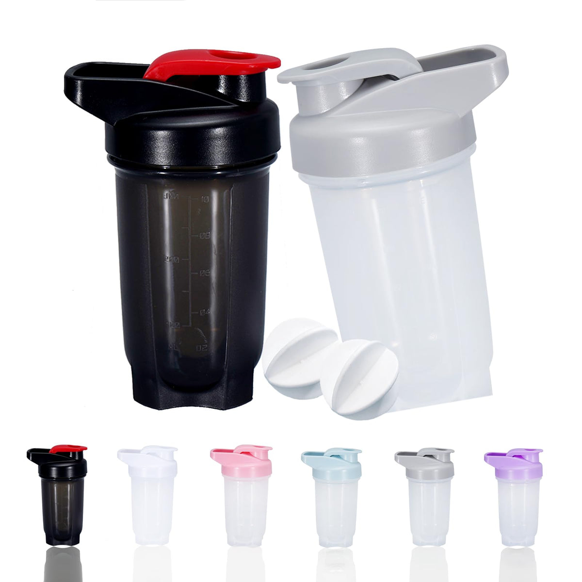 GAISHION shaker bottle in black with leak-free lid for on-the-go hydration.