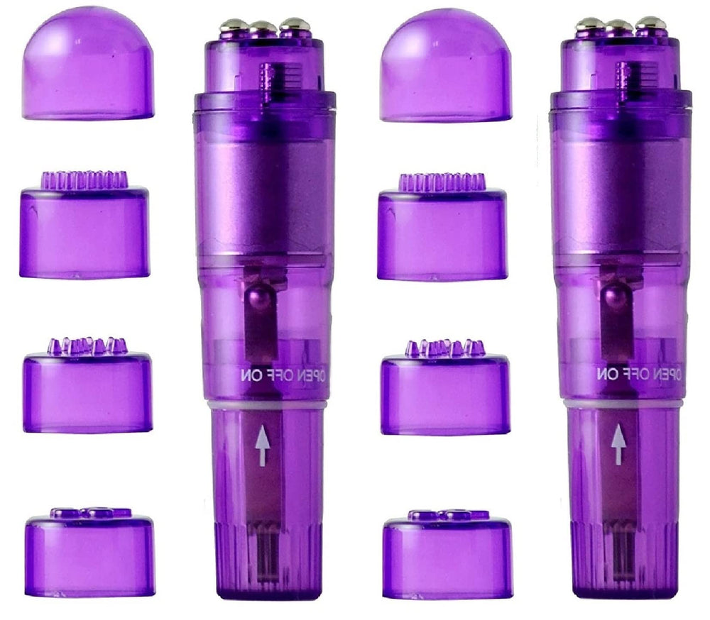 Gajoin massager mini pocket purple with four head attachments for versatile massage