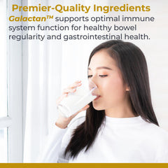 Premier Research Labs Galactan arabinogalactan powder mixed into glass for smooth texture.