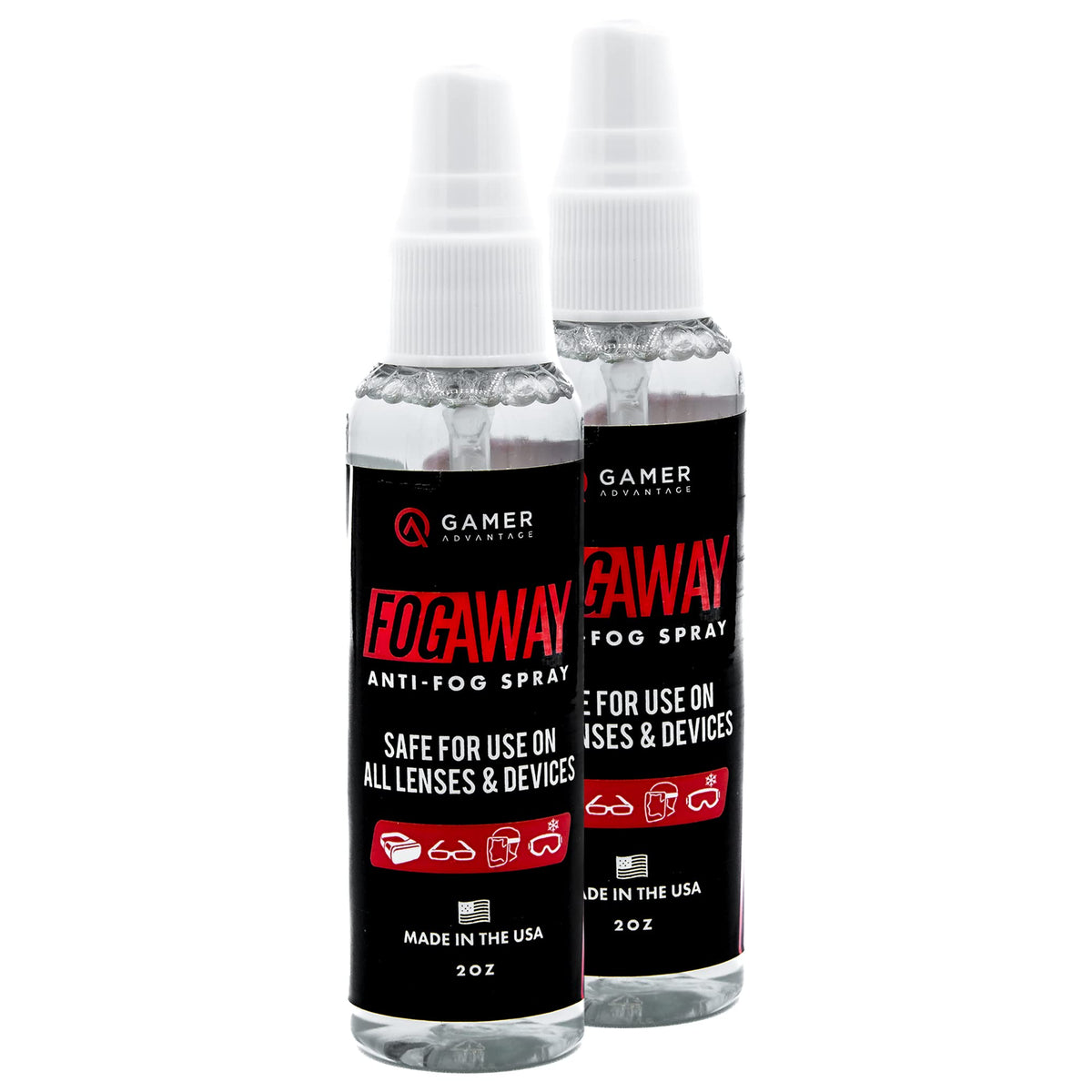 Gamer Advantage FogAway bottle pour for quick fog-free application on lenses