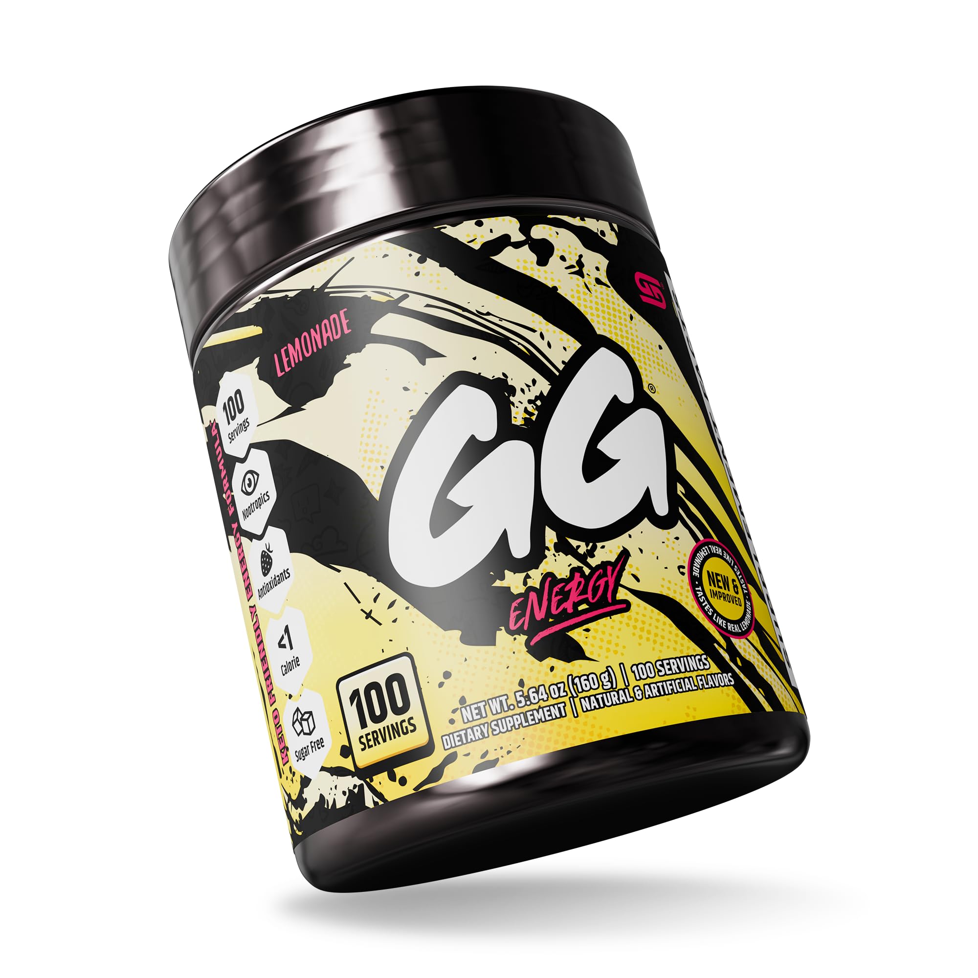 Gamer Supps GG Lemonade powder-scoop highlights 100 servings per tub and value.