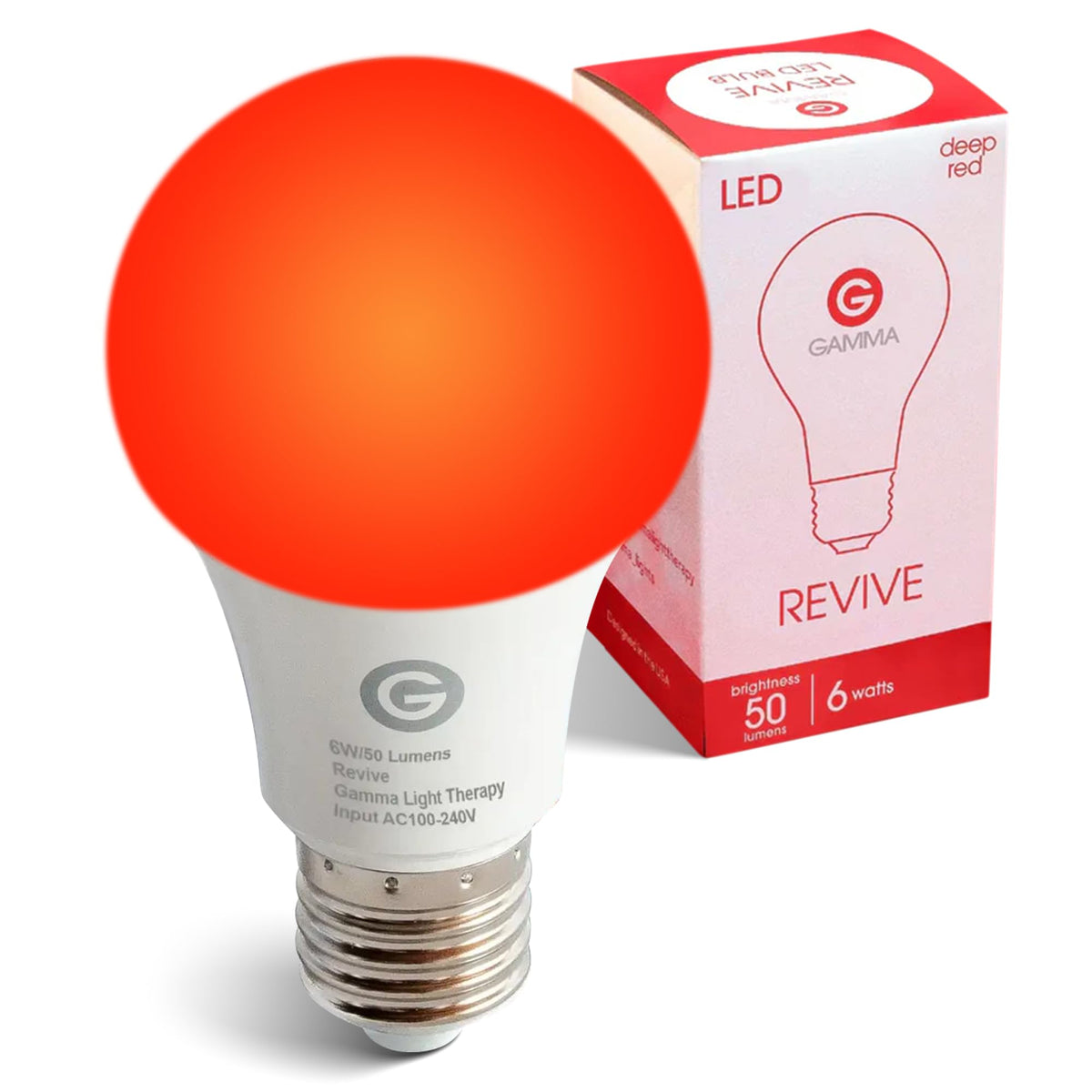 Gamma Revive 670nm red light bulb in lamp creates calm evening ambiance