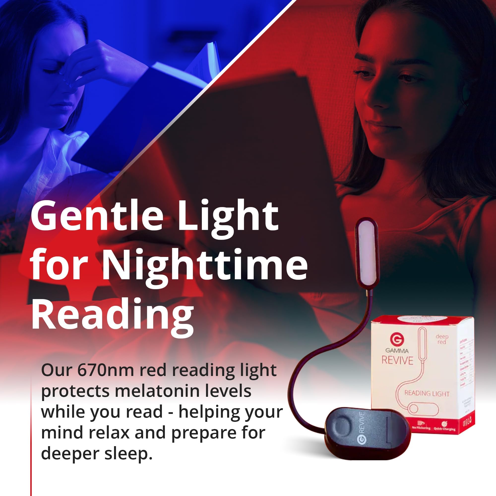 Gamma Revive close-up of 670nm red light showing warm glow.