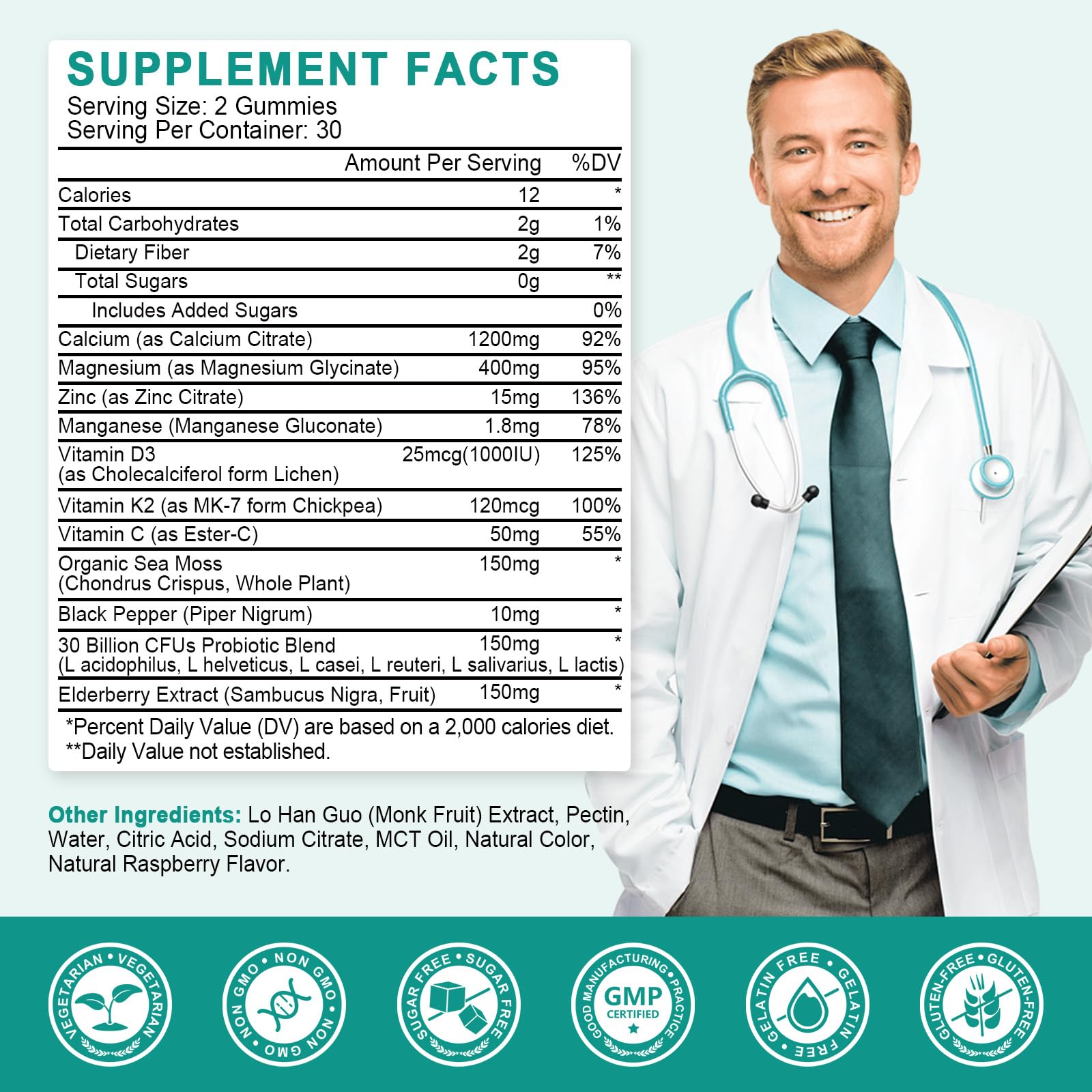 GAOLISHEN calcium citrate gummies raspberry close-up for easy calcium intake.