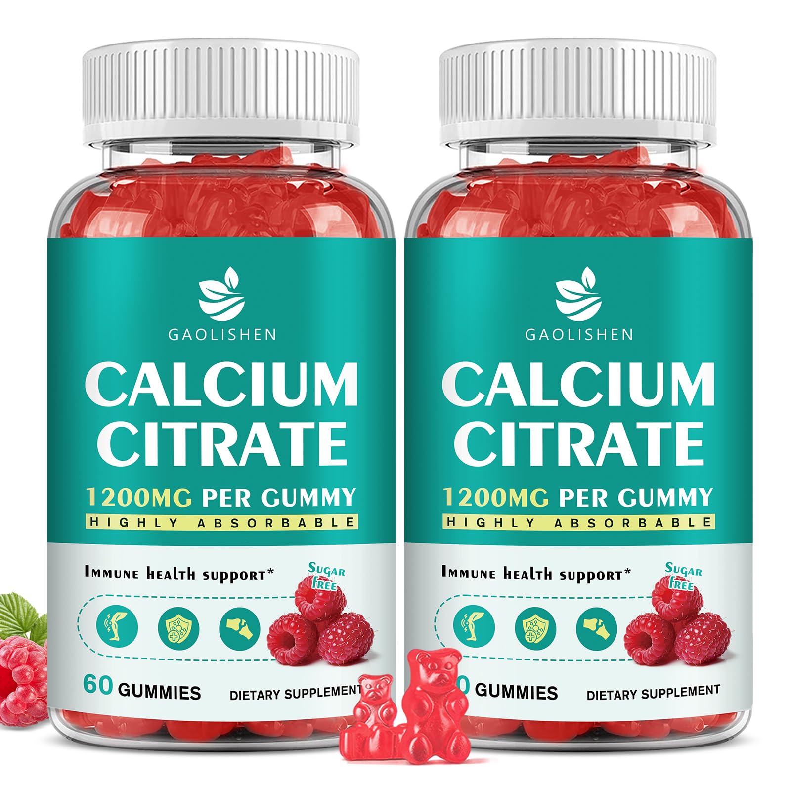 GAOLISHEN sugar-free calcium citrate 1200mg bottle supports daily bone health.