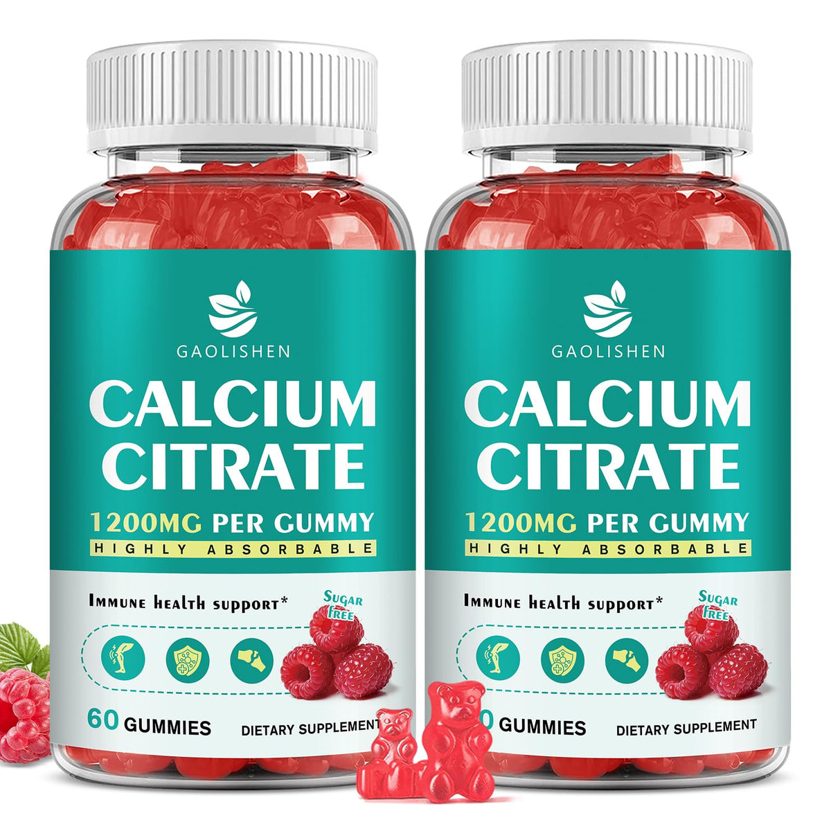 GAOLISHEN sugar-free calcium citrate 1200mg bottle supports daily bone health.