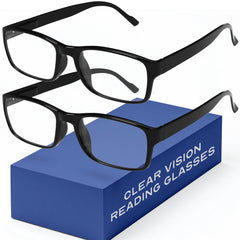 Gaoye 2-pack reading glasses with rectangle frames for quick replacements and clear vision