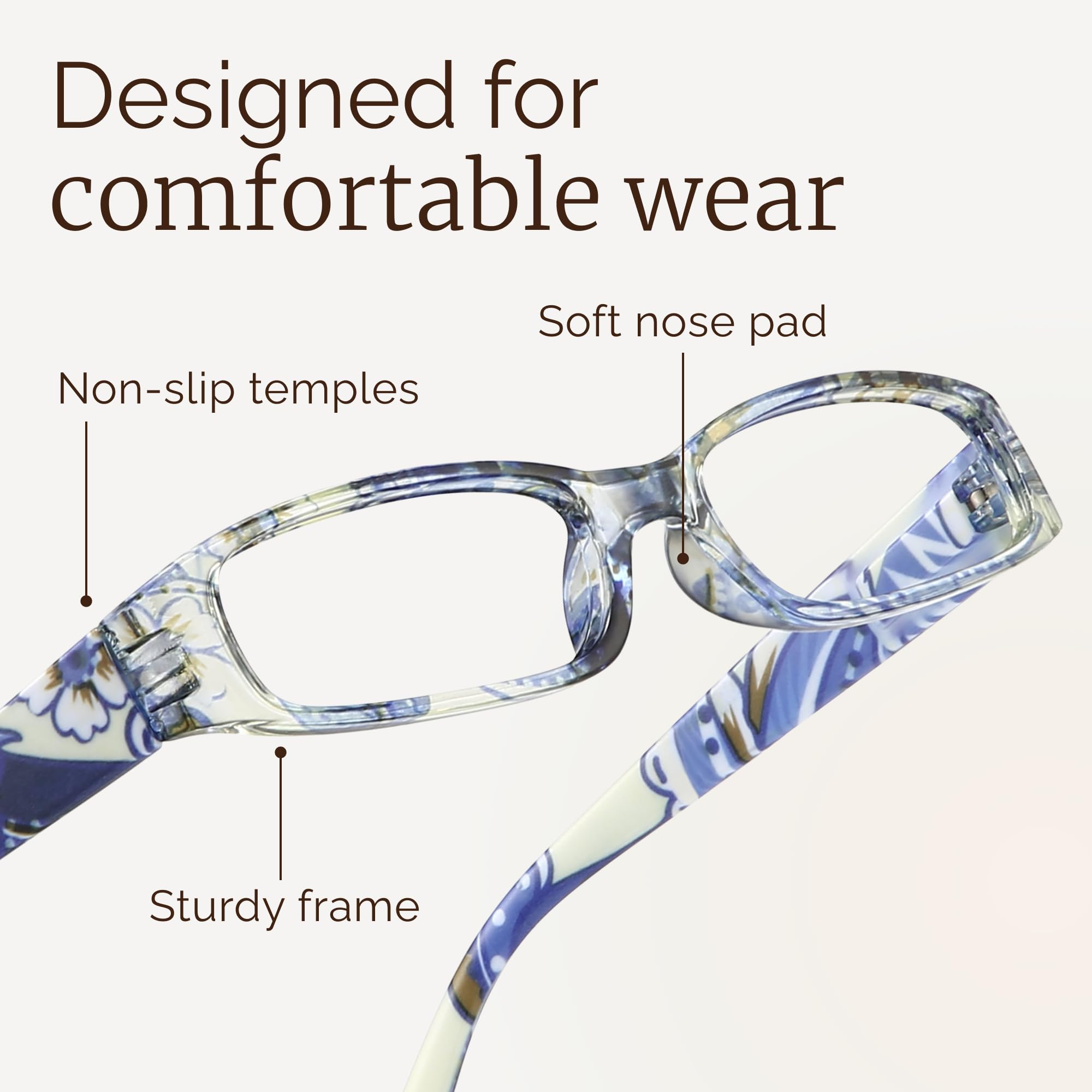 Gaoye floral-pattern readers reduce glare during screens and reading.