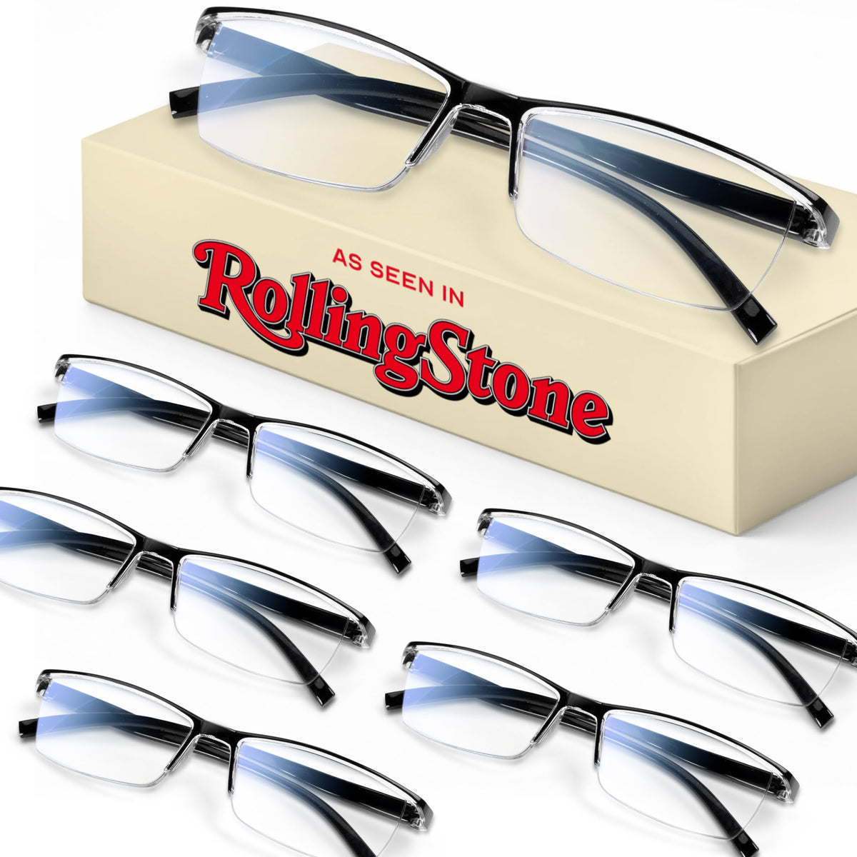 Gaoye 6-pack 1.75 executive reading glasses men front view for close reading