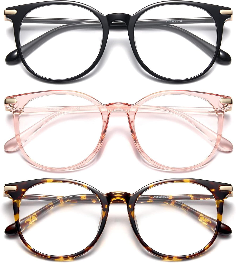 Gaoye blue light blocking glasses with black-pink retro round frame for daily eye comfort.