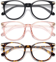 Gaoye blue light blocking glasses with black-pink retro round frame for daily eye comfort.