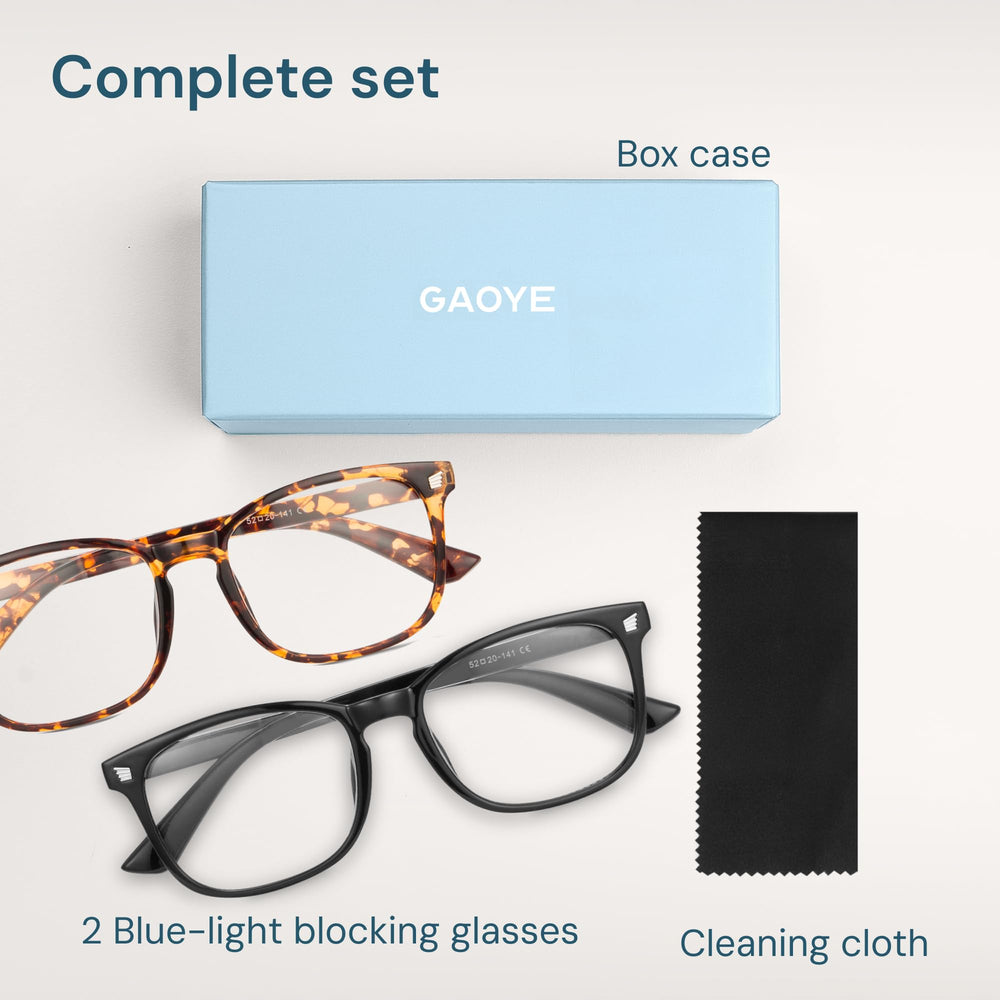 Gaoye blue light glasses packaging ready for gifting or first use