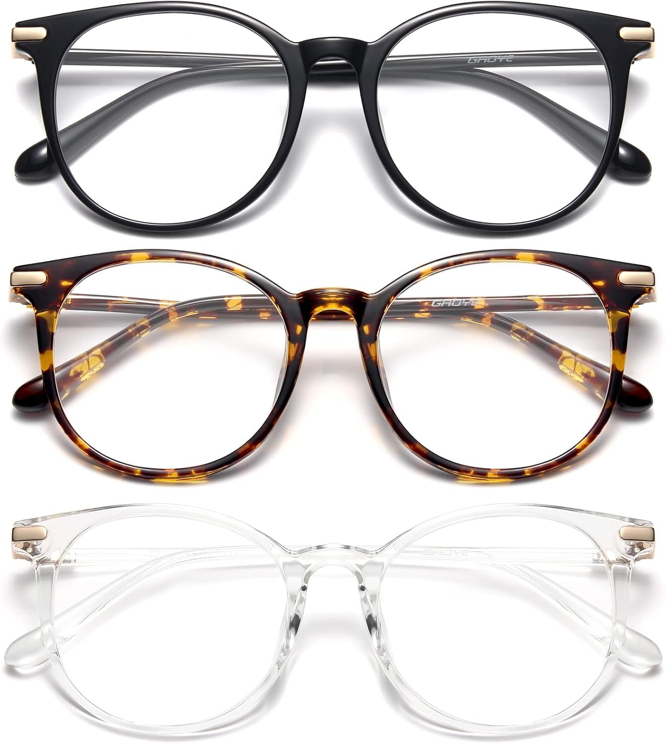 Gaoye blue light blocking glasses with retro round frame for reduced glare on screens.