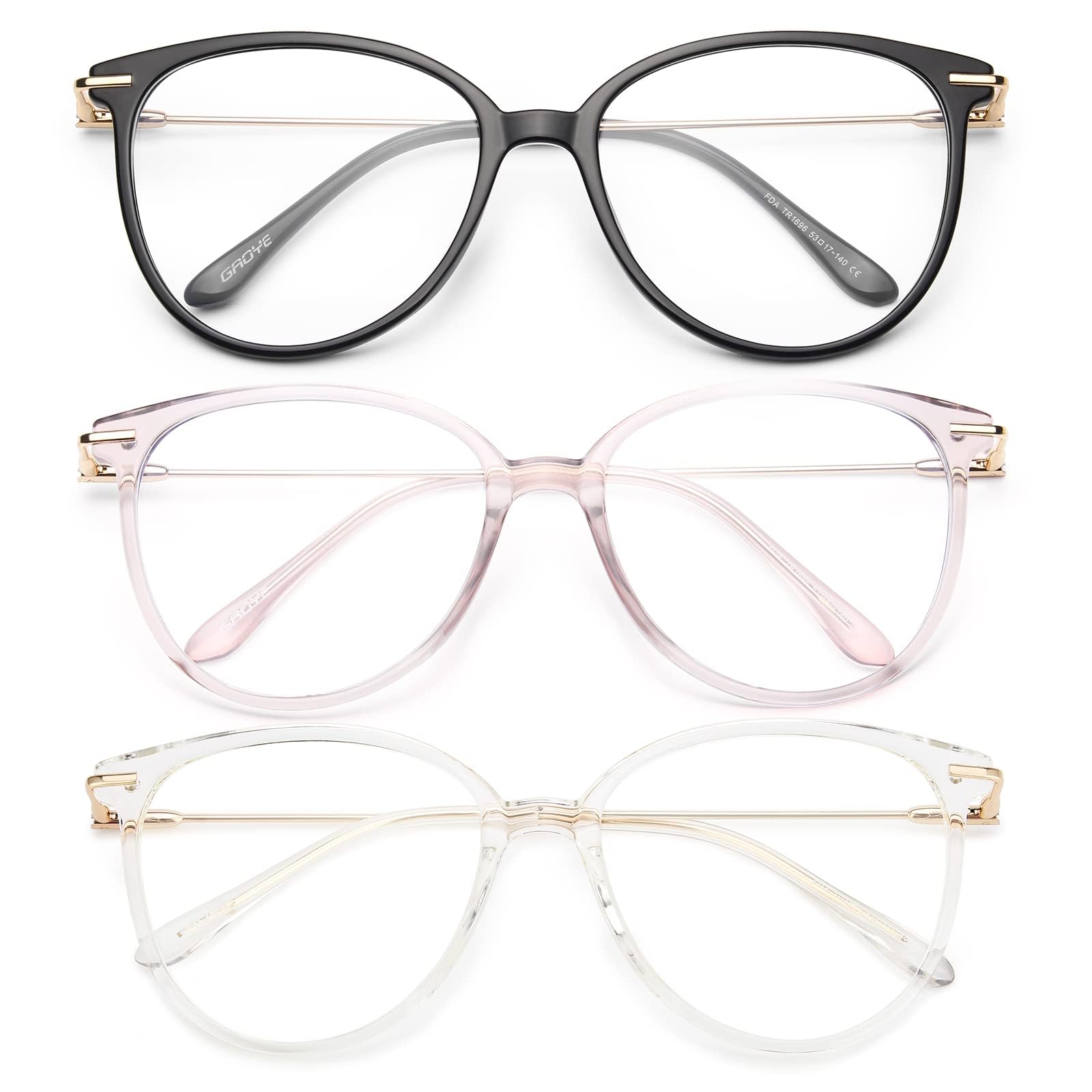 Gaoye blue light blocking glasses with round TR90 frames viewed from the front for style and protection