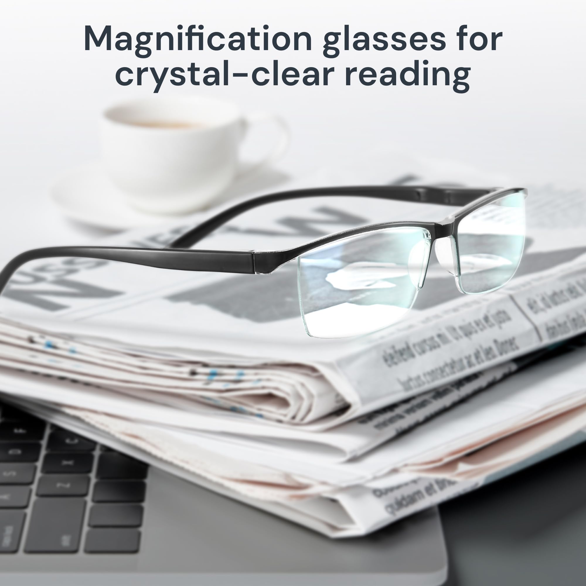 Gaoye blue light filtering reading glasses for men at a desk.