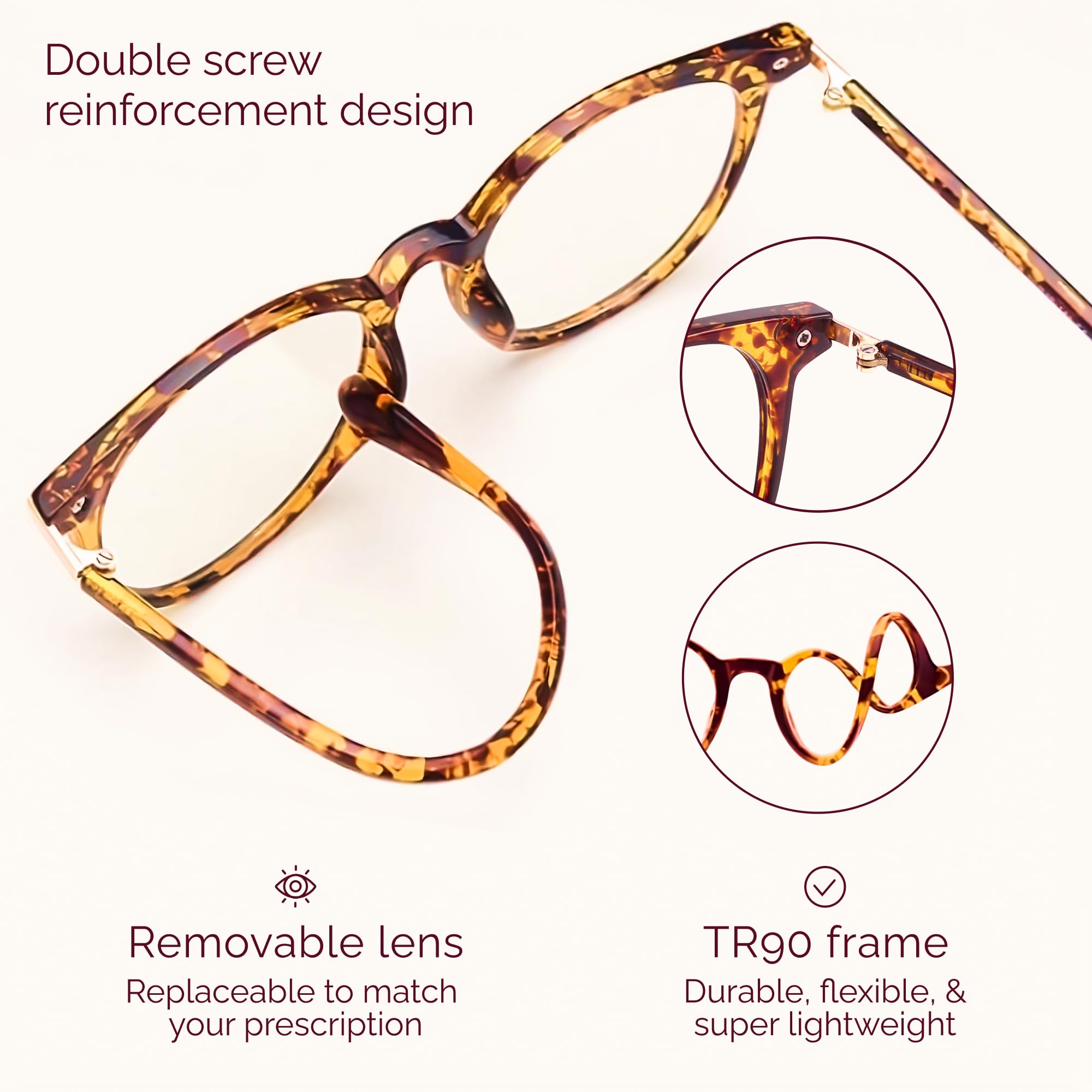 Gaoye anti-reflective coating on round glasses resists scratches for daily use.