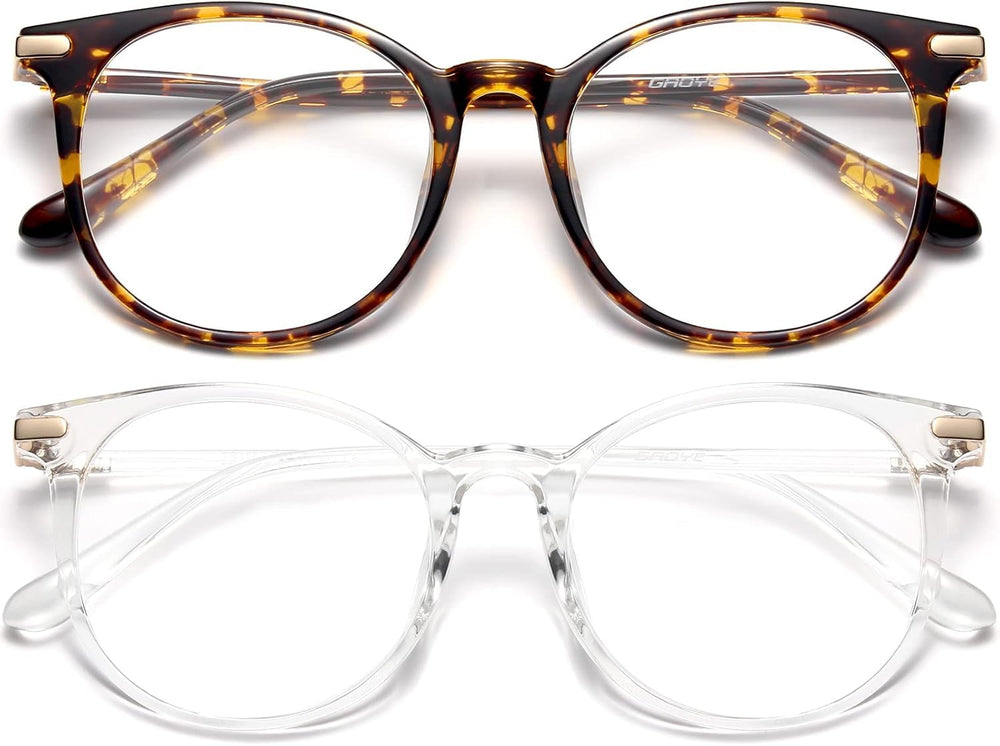 Gaoye Tea Leopard frame blue light glasses on model; eye strain relief