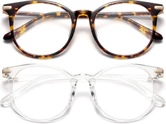 Gaoye Tea Leopard frame blue light glasses on model; eye strain relief