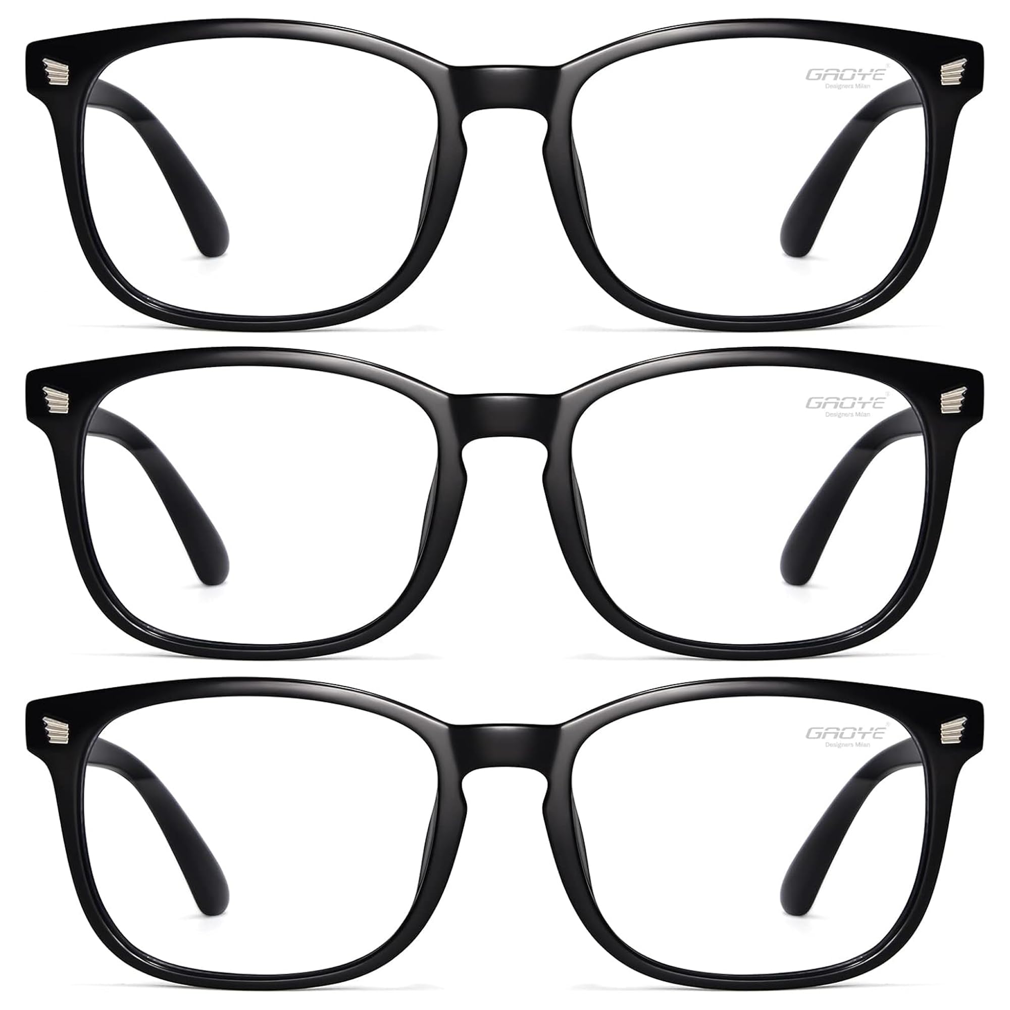 Gaoye blue light glasses on a woman at a desk for reduced glare