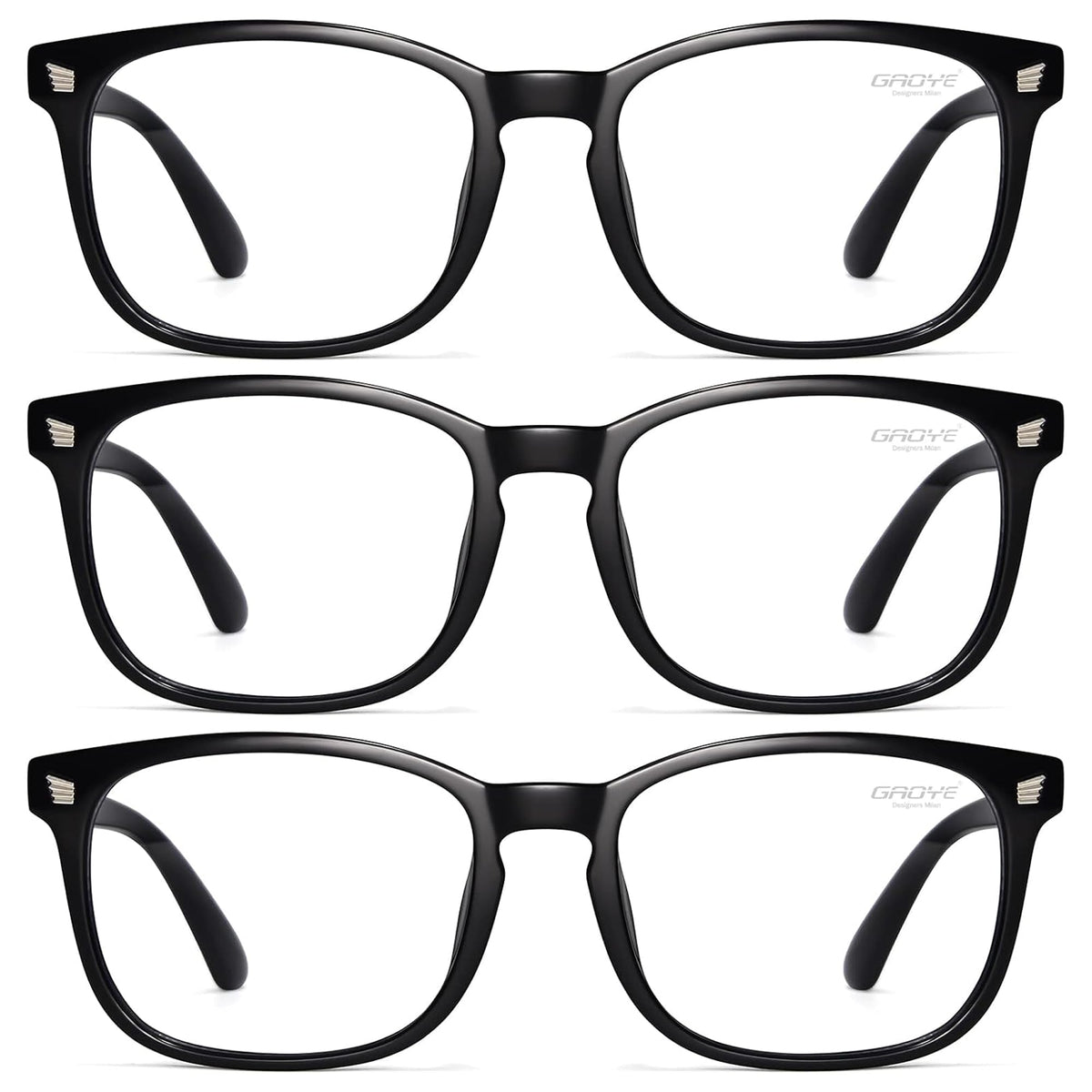 Gaoye blue light glasses on a woman at a desk for reduced glare
