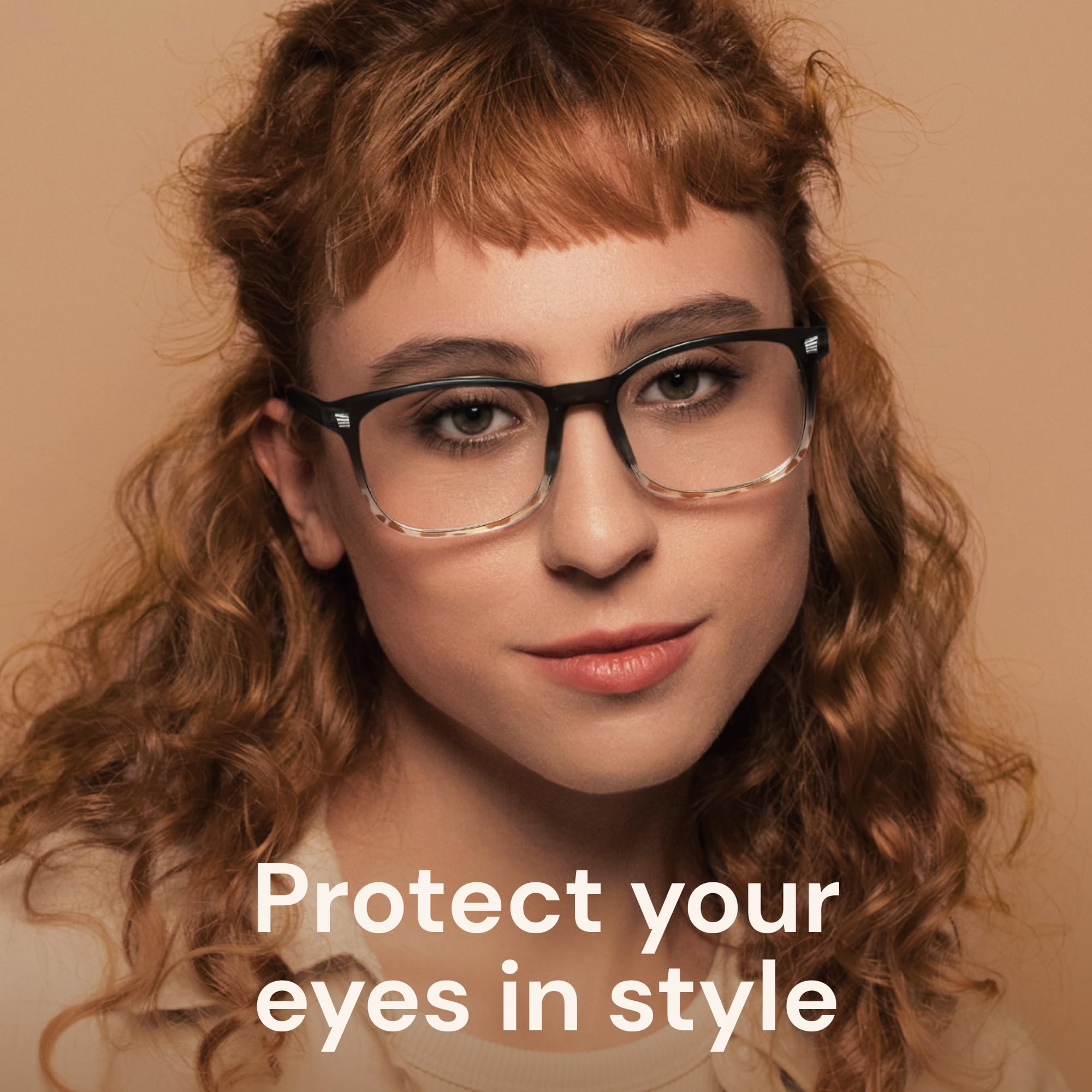 Gaoye blue light glasses worn by a woman at a desk