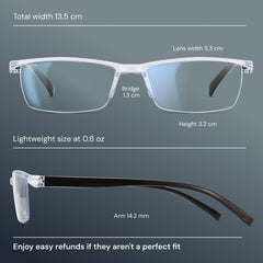 Gaoye reading glasses outdoors for magnification of small text.
